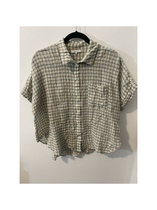 Madewell Tops - Madewell Crinkle Hayden Top Shirt Striped Size Medium Button Down